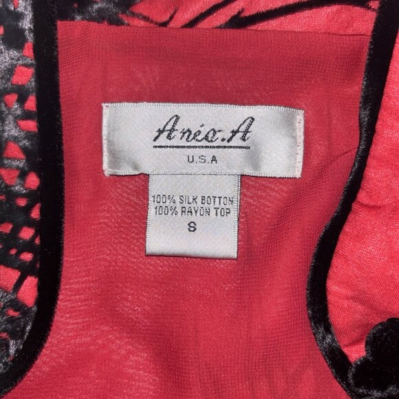 Aris A Velvet Top Asian Crane Stand Collar Silk Knot Kimono Boho Artsy Women's S - Picture 6 of 9